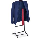 Valet de chambre, pour vestes et pantalons, mdf et acier, h x l x p : 118 x 47 x 40 cm, noir et marron ...