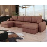 Bestmobilier - valos - canap panoramique en u - 7 places - convertible avec coffres - en velours ctel ...