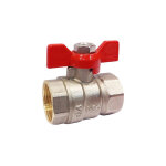 Vanne laiton 1 / 4 tour papillon acs passage int�gral femelle - femelle 20 - 27