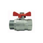 Vanne et robinet laiton - vanne  sphre laiton papillon - poigne rouge - mf 1 / 2''