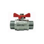 Vanne et robinet laiton - vanne � sph�re laiton papillon - poign�e rouge - mm 3 / 8''