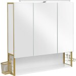 Vasagle - armoire murale avec miroir, meuble de salle de bain avec lampe led, placard 3 portes, avec ...