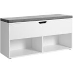 Vasagle - banc à chaussures, banc de rangement, avec 2 compartiments ouverts et 1 compartiment fermé, ... Vasagle - banc à chaussures, banc de rangement, avec 2 compartiments ouverts et 1 compartiment fermé, ...