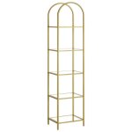 Vasagle - biblioth�que 5 niveaux, �tag�re de rangement en verre tremp�, dessus arqu�, structure en m�tal, ...