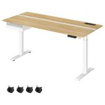 Vasagle - bureau �lectrique r�glable en hauteur, bureau assis - debout, multiprise, tiroir, 70 x 160 ...