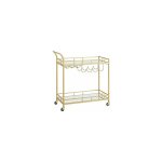 Desserte pour boissons, chariot  roulettes, meuble de cuisine, 2 niveaux en verre rflchissant, avec ...