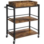 Desserte de style industriel, chariot de cuisine, avec plateau amovible, avec pieds r�glables et roulettes, ...