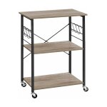 Vasagle ? desserte de cuisine sur roulettes 3 niveaux ? support micro - ondes et four ? 6 crochets ? ...