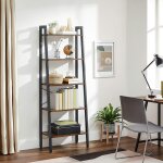Vasagle ? biblioth�que vintage en escalier 5 niveaux ? cadre m�tal noir ? dimensions 56x34x172cm ? charge ...