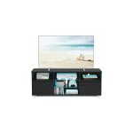 Vasagle - meuble tv avec led, table tl moderne pour les tlviseurs jusqu' 70 pouces, avec tagres ...