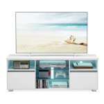 Vasagle - meuble tv avec led, table tl moderne pour les tlviseurs jusqu' 70 pouces, avec tagres ...