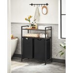 Panier  linge sale, corbeille 2 compartiment, bac, avec 2 tagres de rangement, sacs en amovible, volume ...