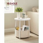 Vasagle - petite table basse ronde, table d'appoint, bout de canap� avec panier en tissu, espace de rangement, ...