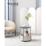 Petite table basse ronde, table d?appoint avec panier en tissu, rangement, pour salon, chambre, table ...