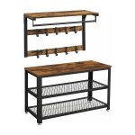 Vasagle porte - manteau mural, banc � chaussures, �tag�re murale avec 10 crochets, �tag�re � chaussures ...