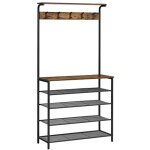 Vasagle - portemanteau, vestiaire industriel, meuble entr�e, avec �tag�res � chaussure s 5 niveaux, 5 ...