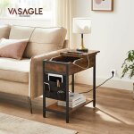 Vasagle - table d'appoint avec prise d'alimentation, bout de canap�, petite table, dessus rabattable, ...