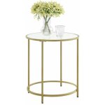 Vasagle - table d'appoint ronde, plateau en verre tremp, armature mtallique dore, bout de canap, ...