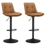 Tabourets de bar, lot de 2, chaise de cuisine, si�ge pivotant � hauteur r�glable, matelass�, en pu, avec ...