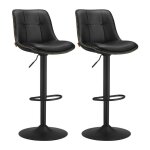 Tabourets de bar, lot de 2, chaise de cuisine, si�ge pivotant � hauteur r�glable, matelass�, en pu, avec ...
