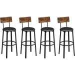 Tabouret de bar, lot de 4, chaise de cuisine, rembourr, pu, assise 75, 5 cm, repose - pieds, montage ...