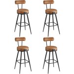 Vasagle - tabouret de bar, lot de 4, chaise de cuisine, sige rembourr, pu avec coutures, style moderne ...