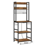 Tag�re de cuisine avec multiprise, support pour micro - ondes, �tag�re de rangement, avec panneau grillag�, ...