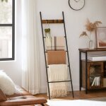 Vasagle - tag�re �chelle inclin�e, porte - serviettes, 5 niveaux, 44 x 160 cm, gain de place, cadre en ...