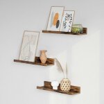 Tag�res murales, lot de 3, �tag�res suspendues, tablettes flottantes, longueur 38 cm, avec bords hauts, ...
