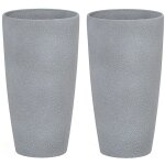 Vase cache - pot beige clair rond 23 x 23 x 42 cm en pierre et polyrésine, pot de fleurs au design moderne, ... Vase cache - pot beige clair rond 23 x 23 x 42 cm en pierre et polyrésine, pot de fleurs au design moderne, ...