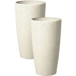 Vase cache - pot beige clair rond 23 x 23 x 42 cm en pierre et polyrésine, pot de fleurs au design moderne, ... Vase cache - pot beige clair rond 23 x 23 x 42 cm en pierre et polyrésine, pot de fleurs au design moderne, ...