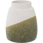 Vase cramique 20 cm texture sable beige / vert 16x20 cm bouche:9 cm