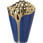 Fijalo - vase en cramique bleu / or 19x10x27 cm