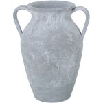 Vase c�ramique gris �ponge c / poign�es 26x22x32 cm bouche:�12 cm