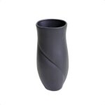 Vase en c�ramique p�tale noir mat cm17x16h36, 5