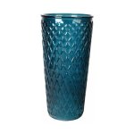 Vase dco en verre 'relief losange' 23cm bleu indigo