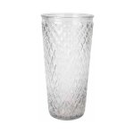 Vase dco en verre 'relief losange' 23cm transparent