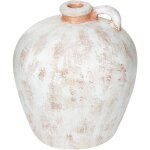 Vase d�coratif en terre cuite blanc finition laqu�e 31 cm fait main pour fleurs s�ches ipoh