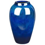 Vase � fleurs d�coratif moderne 37 cm en terre cuite bleu fonc� ocana