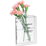 Vase livre, vase acrylique transparent, en forme de livre, d�coration de table de chambre � coucher, ...