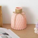 Vase nordique pour fleurs sches en cramique imitation, rcipient floral incassable avec n?ud papillon, ...