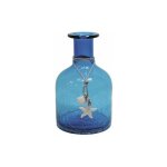 Aubry gaspard - vase petite bouteille en verre teint bleu