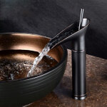 Vase robinet de vanit� robinet cascade robinet de salle de bains noir antique robinet cascade en cuivre ...