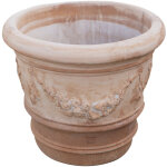 Vase rond en terre cuite vieillie vase d'extrieur jardinire pour plantes pot de jardin grand pot 60x53 ...