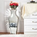 Vase de sol extra large en perles octogonales, miroir, d�coration en cristal argent�, d�coration de luxe ...