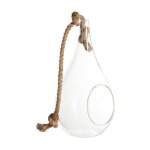 Vase suspendu & corde 'goutte' 25cm transparent