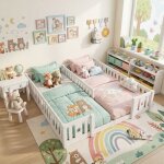 Vasien ? lit enfant 90x200 cm? lit au sol 180x200 cm pour 2 enfants, lit double 2 - en - 1? lit pour ...