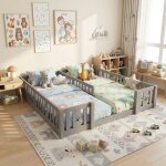 Vasien ? lit enfant 90x200 cm? lit au sol 180x200 cm pour 2 enfants, lit double 2 - en - 1? lit pour ...