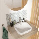 Vasque semi encastrée carrée en céramique blanche 37cm Vasque semi encastrée carrée en céramique blanche 37cm