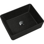 Granitan - vasque � poser carr�e en granit noir avec particules d'or merano